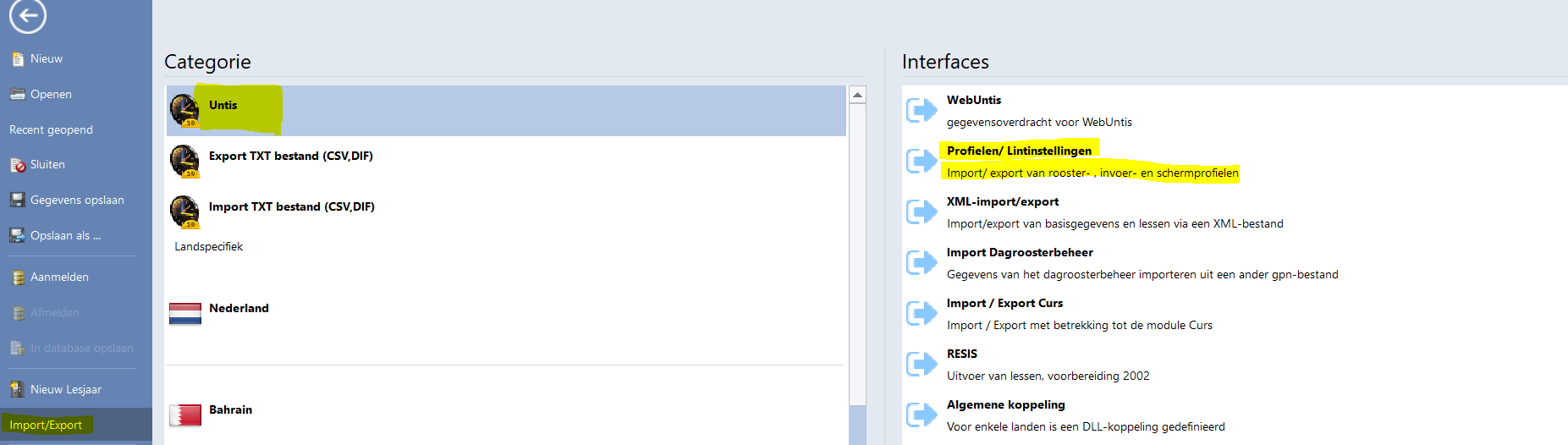 1. Importeer de profielen in de database